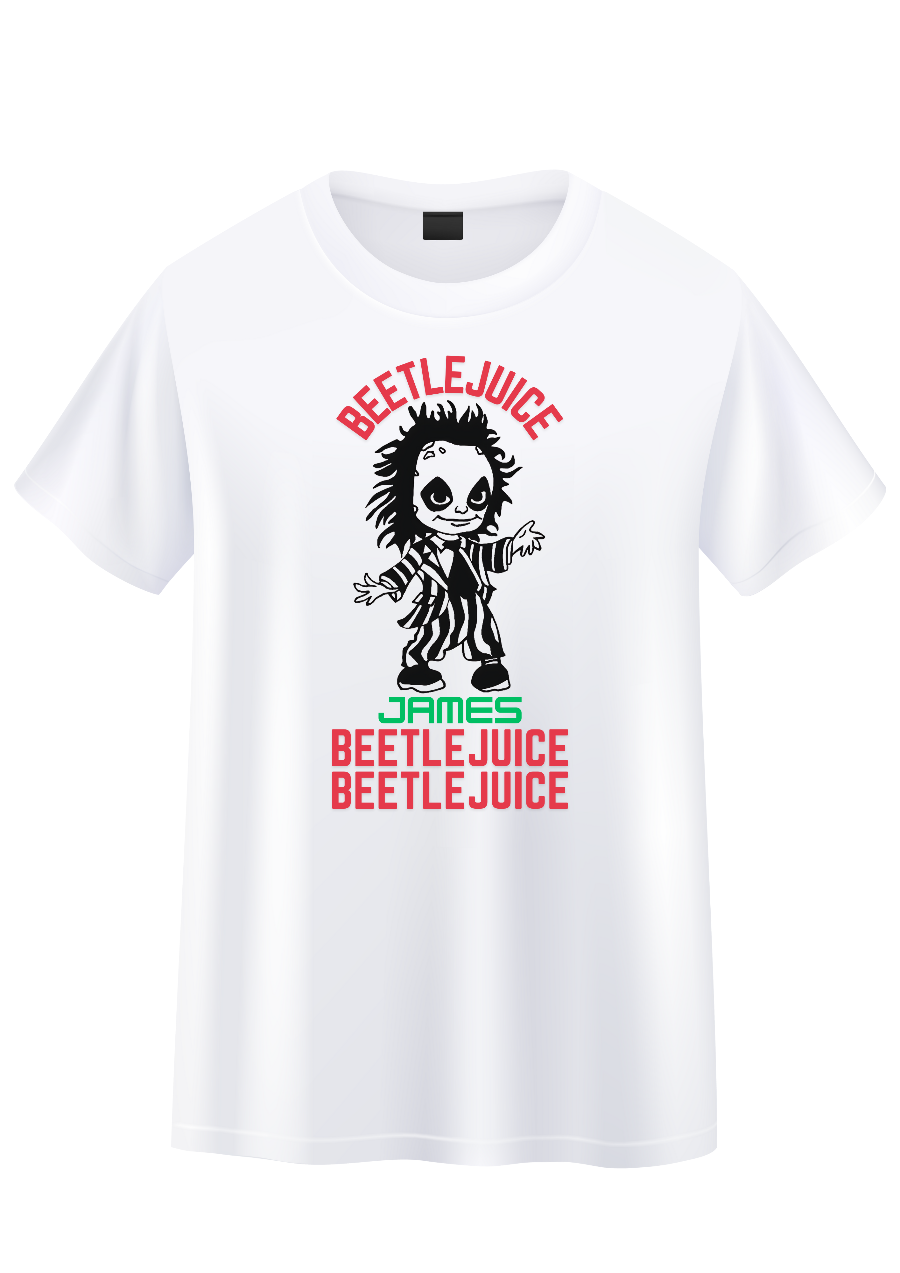 Beetlejuice Inspired T Shirts Adult: Tons of colour options and sizes up to 5XL. Perfect for ruling the afterlife in comfort and style! And with a rainbow of colours to choose from, you'll be ready for eternity (or at least until laundry day). Personalised with your name.