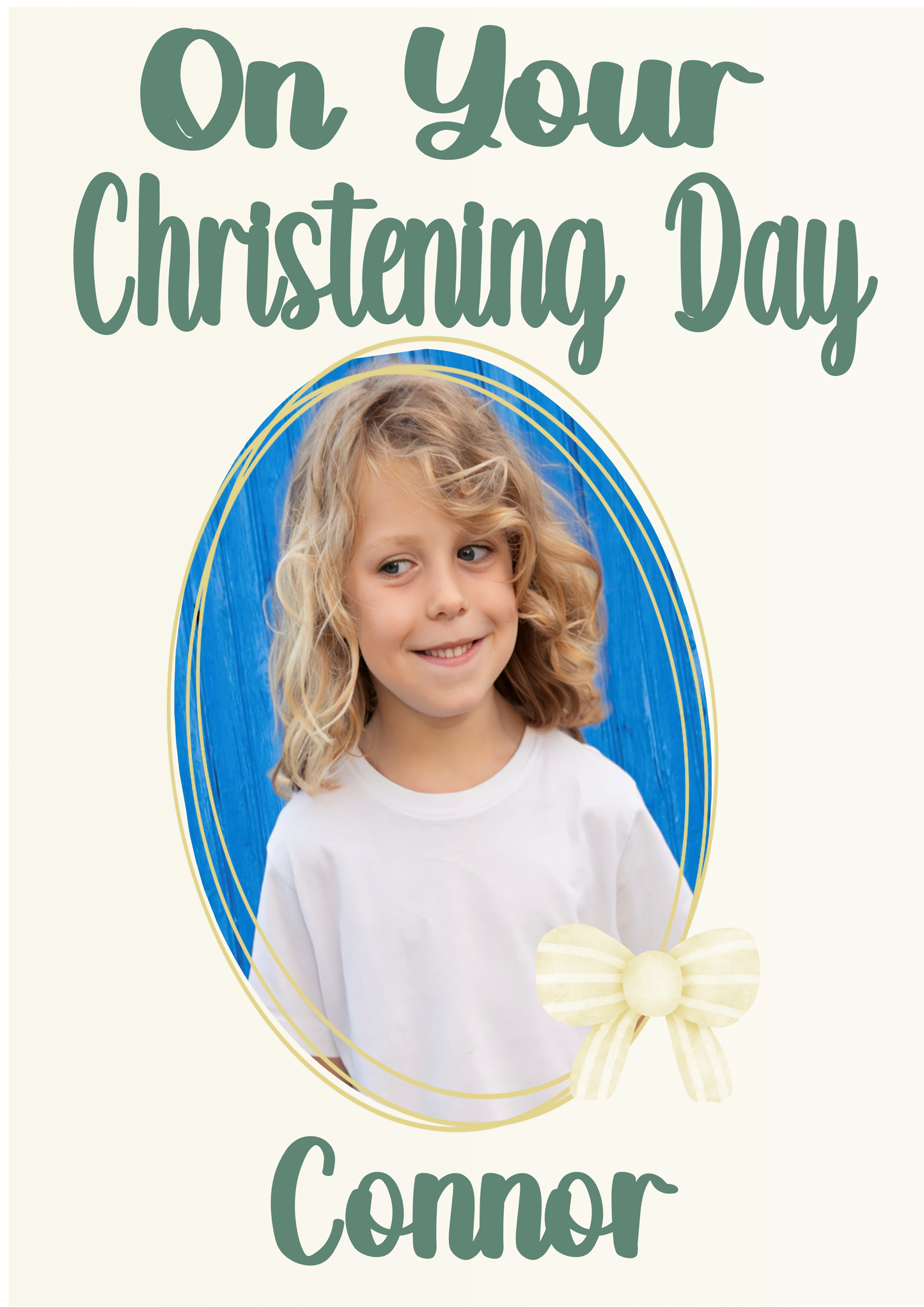 Personalised Christening Photo Banner Party Photo Banners & Posters - Eucalyptus - CreationPartyShop