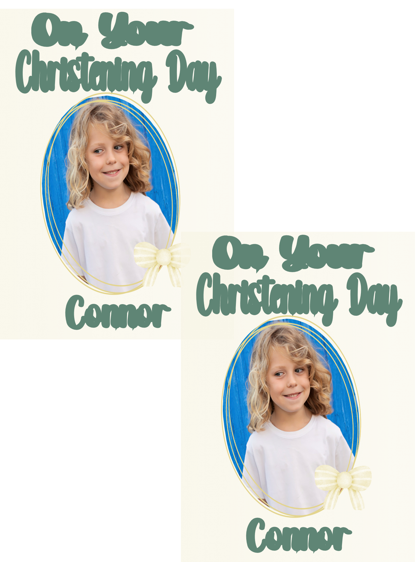 Personalised Christening Photo Banner Party Photo Banners & Posters - Eucalyptus - CreationPartyShop
