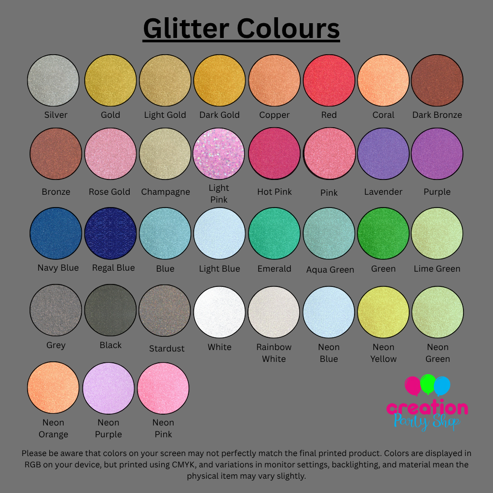 Chart of glitter colour card