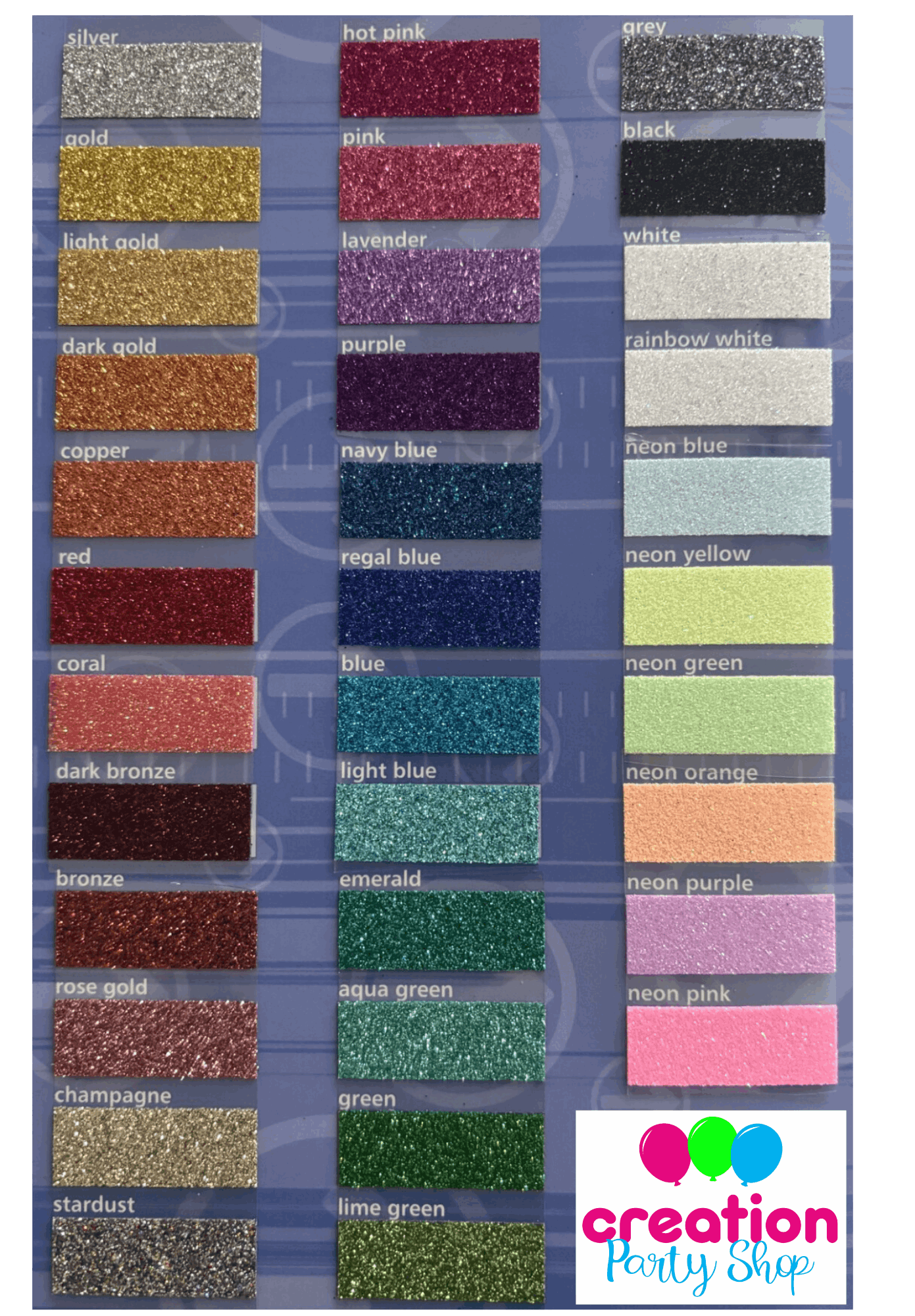 Glitter HTV Colour Card for leavers shirts