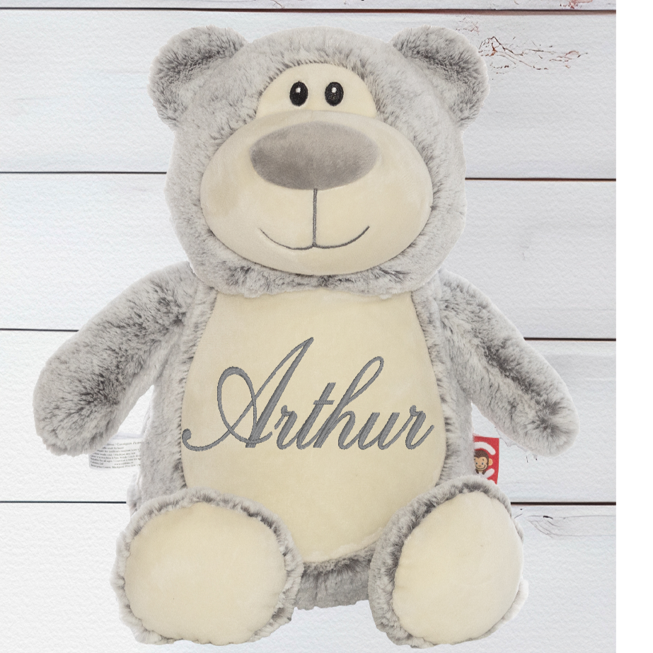Personalised Embroidery Cubbyford Grey Cubbies Teddy Bear - CreationPartyShop