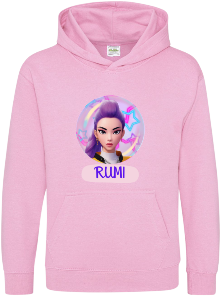 Step into the world of K-Pop Demon Hunters with our Saja Girls Children’s Hoodies, inspired by Zoey, Rumi, and Mira — the ultimate trio of style, confidence, and girl power!