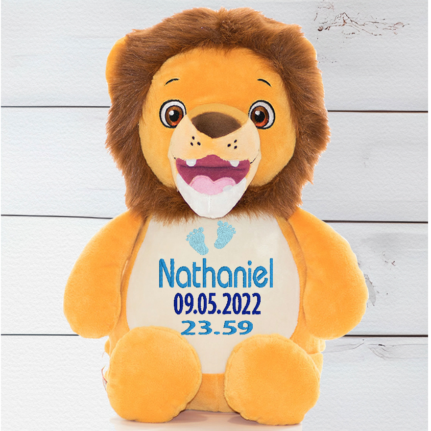 Numbutu is perfect for cuddling, sleepovers (filled with PJs!), and all sorts of fun adventures. Personalise your teddy bear by selecting from one of our themed designs. Complete the process by entering all the required personal information for customised embroidery details on the bear. Get your unique and customised Numbutu the Lion Teddy Bear today.