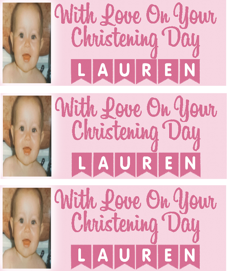 Personalised Baby Christening Photo Banner Party Photo Banners & Posters - Pink - CreationPartyShop
