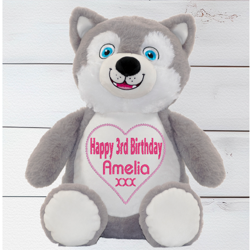 Personalised Embroidery Hugo the Husky Teddy Bear - CreationPartyShop