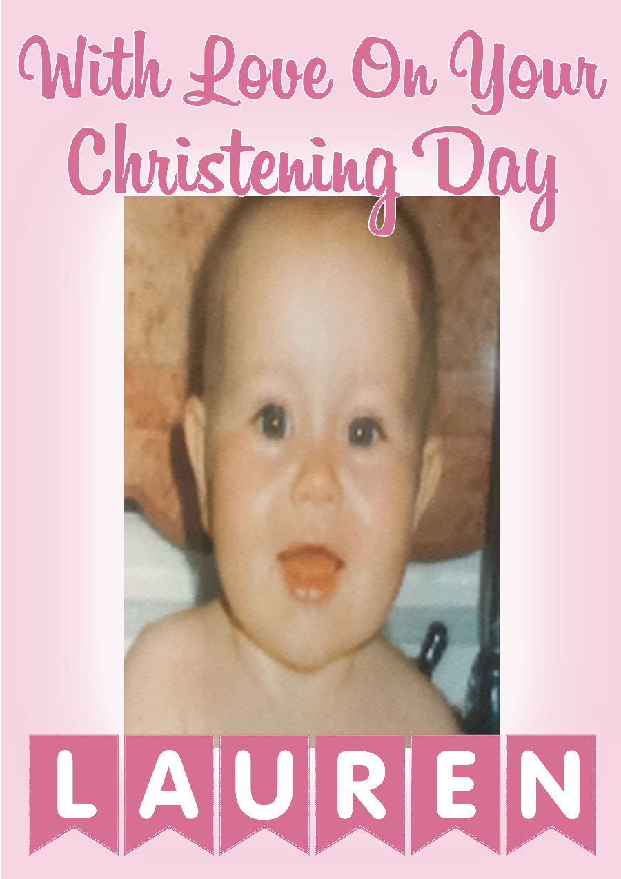 Make your little one's Christening Day a celebration to remember with our personalised photo banners and posters!({Cue gasp of delight!}) Upload a photo to make it extra special, and choose from various colours to customize a bunting with their name spelt out. Let the PARTY begin! Our customisable Christening banners and posters can be personalised with any name, colour.
