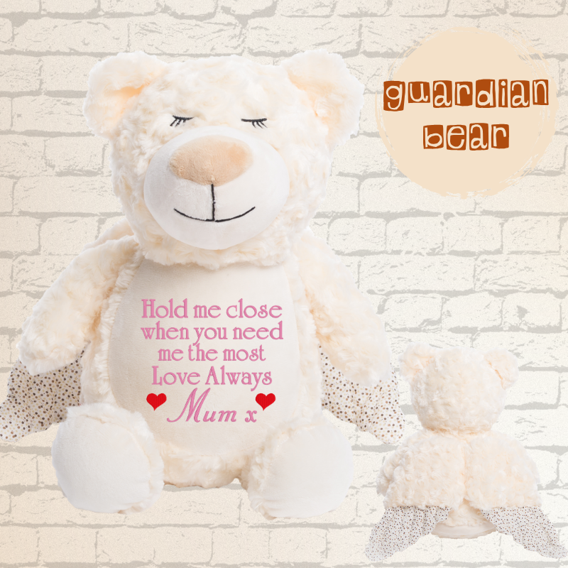 Personalised Embroidery Guardian Angel Bear