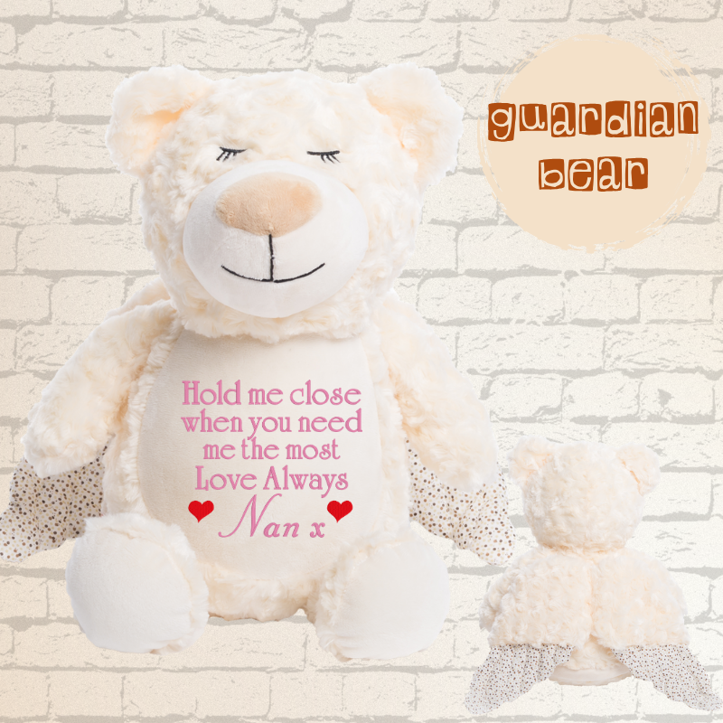 Personalised Embroidery Guardian Angel Bear