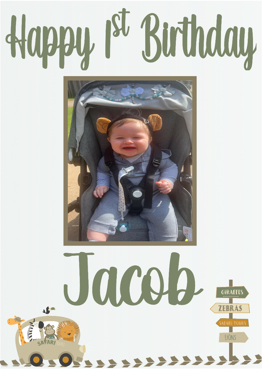 Personalised b-day banners and posters featuring your fave safari animals can be yours! Sizes? Yup. Photos? Yup. Customise the wildest b-day wishes!