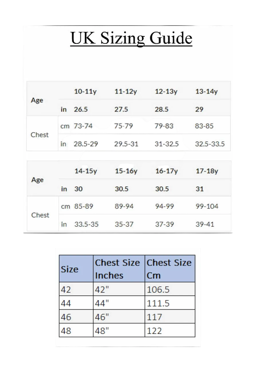 Personalised Leavers Signing Shirt Sizing Guide