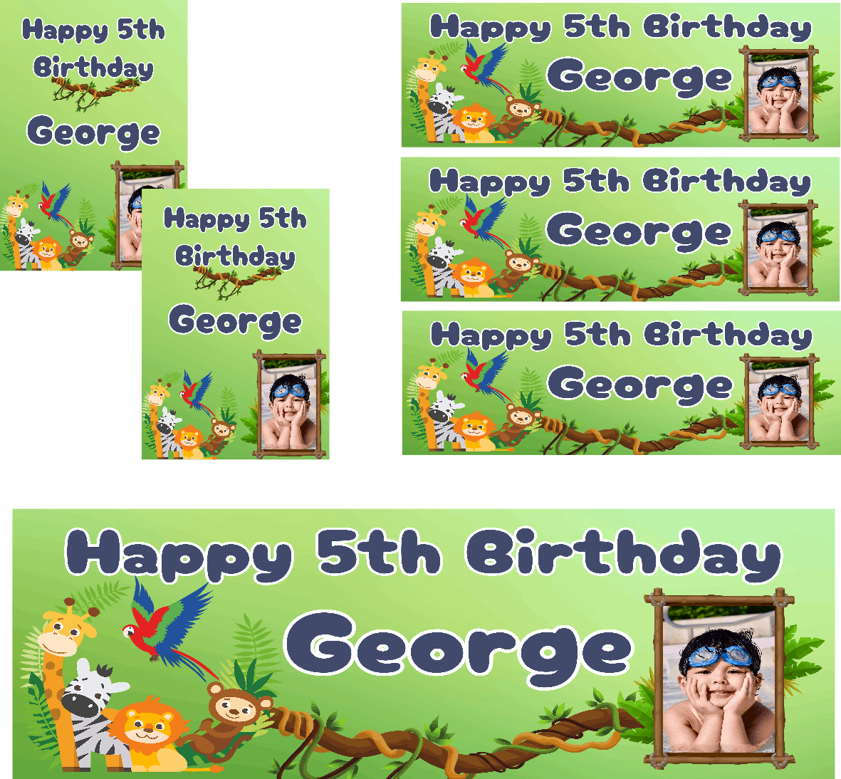Jungle Themed Birthday Party Photo Banners & Posters - Any Age