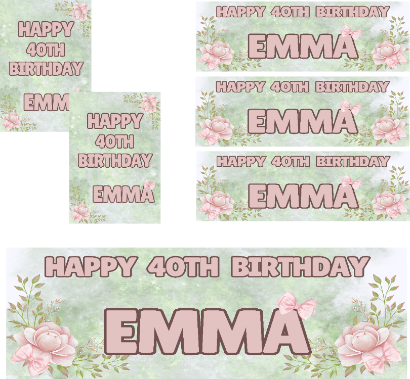 Green & Floral Themed Birthday Party Photo Banners & Posters - Any Age - CreationPartyShop