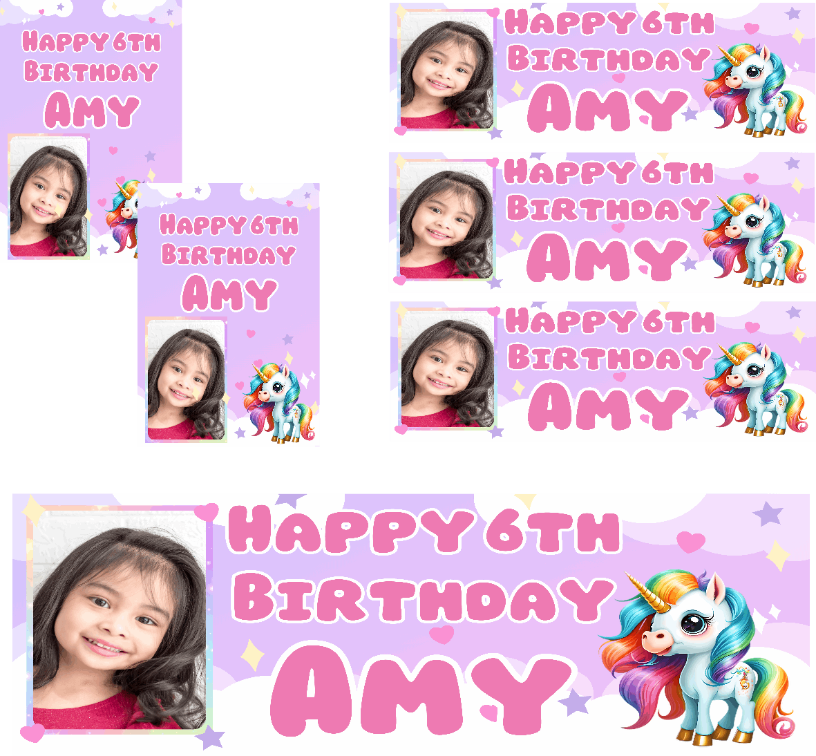 Unicorn Themed Birthday Party Photo Banners & Posters - Any Age