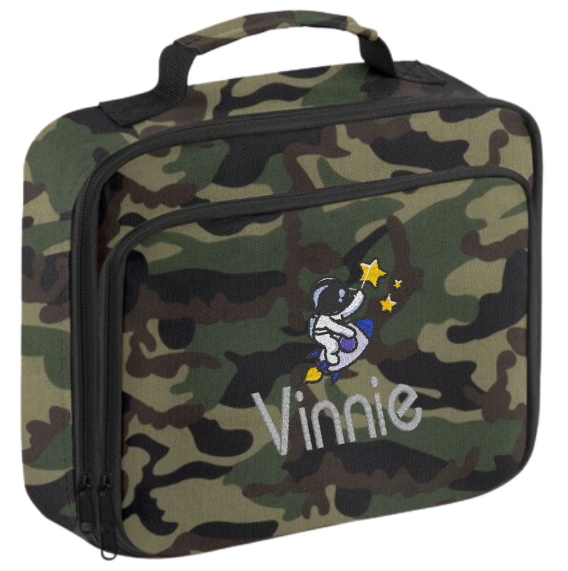 Introducing the ultra-stylish, Personalised Lunch Box Cooler! It's the total package: Zippered front pocket for easy customization. Zippered main compartment. Fully insulated. Wipeable interior. Internal ID label.
Embroidery Personalisation comes complimentary - no extra cost!
Featuring a fun Personalised Astronaut Design.