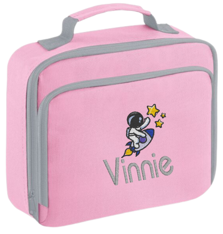 Introducing the ultra-stylish, Personalised Lunch Box Cooler! It's the total package: Zippered front pocket for easy customization. Zippered main compartment. Fully insulated. Wipeable interior. Internal ID label.
Embroidery Personalisation comes complimentary - no extra cost!
Featuring a fun Personalised Astronaut Design.