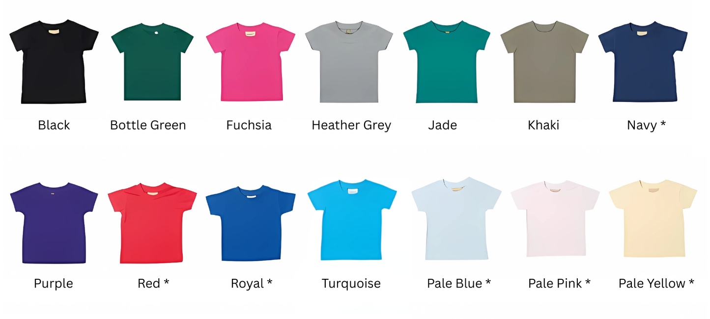 Introducing Today I'm nannie's Problem! T Shirt - ideal for all those cheeky kiddos! They're the perfect match for any child. Printed on the back or front of super soft t shirts.
Select from a choice of 14 t shirt Colours for both baby and toddlers.