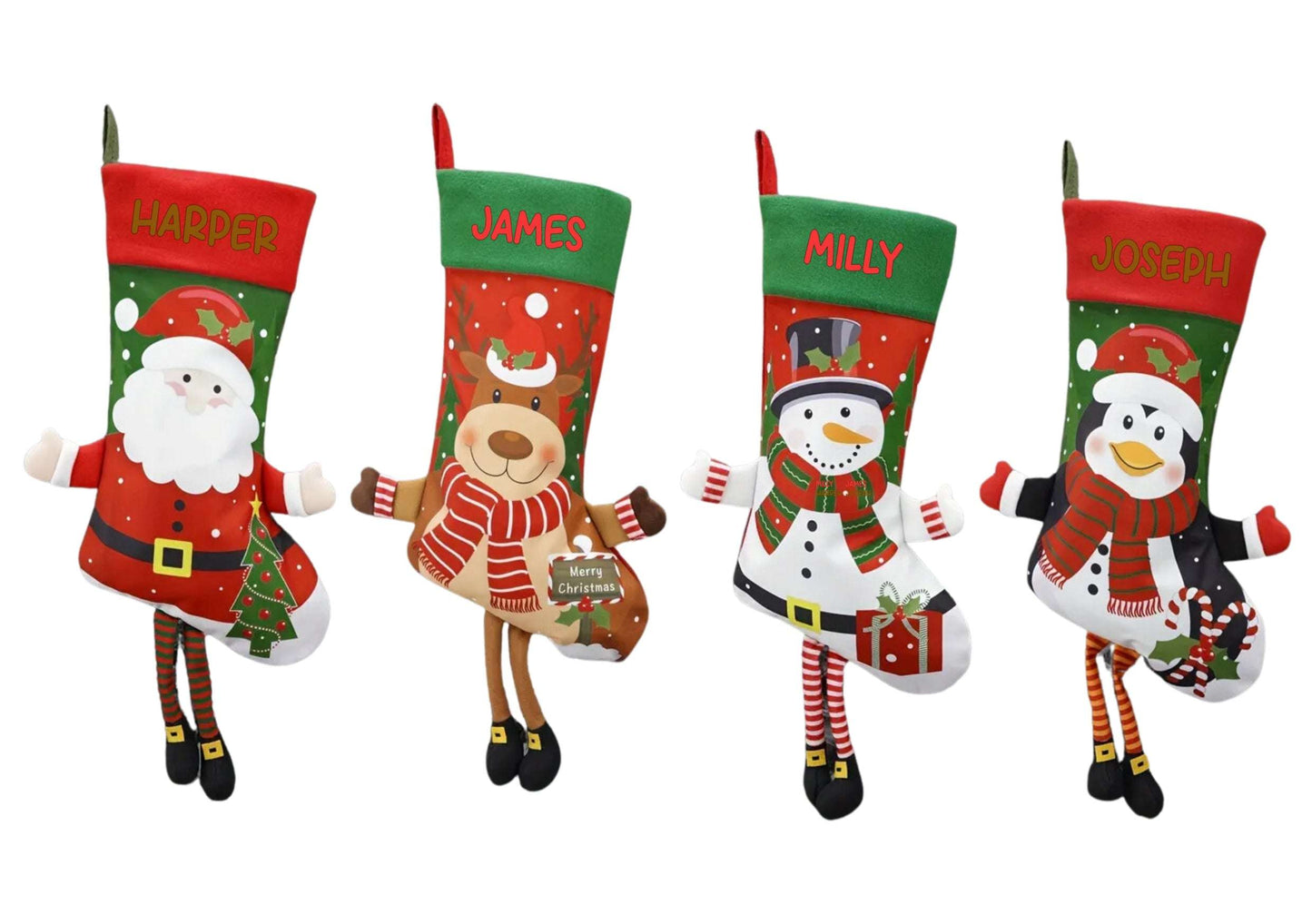 plush christmas personalised stockings santa with you name