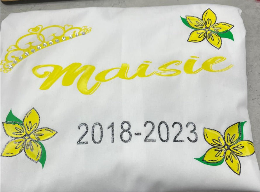 Personalised Glitter & Diamante Crown & Flowers School Leavers Signing Shirts Class of Year 2025 Kids - CreationPartyShop