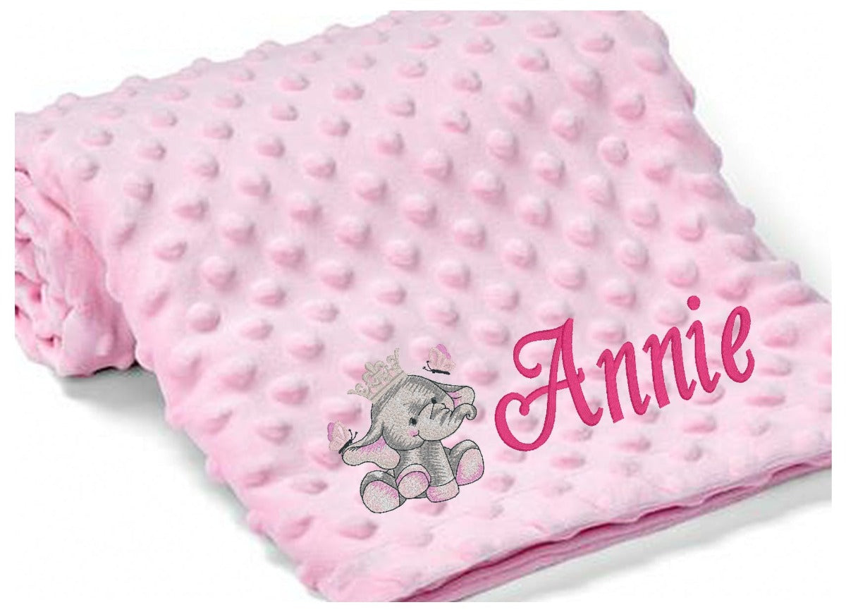 Treat a special little girl to the perfect gift! Our exclusive baby bubble blanket, in stunning pink, is customised with her name and desired font style and colour. Soft and cuddly 100% polyester, it's ideal for any cot or pram and measures 75 x 100 cm. Make her feel extra special with a personalised embroidered baby pink bubble blanket!