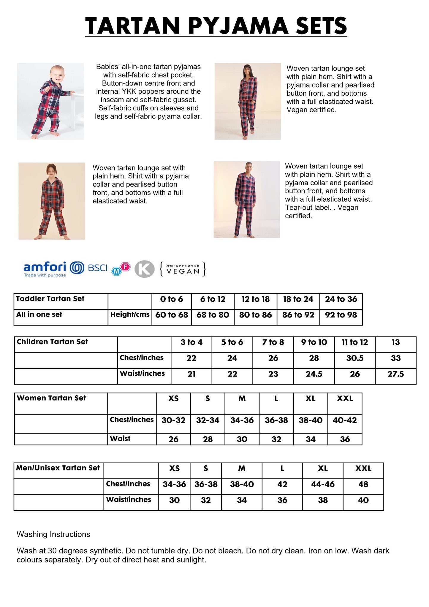 Matching Red, Blue & White Tartan Pyjama Sets - Monogram Personalised - CreationPartyShop