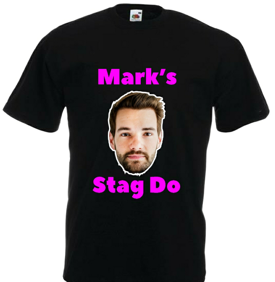 "Get ready to party with our custom Face Image made stag do t-shirts! Add a personal touch with your name and or number on the back. Choose from over 30 different colours upto 5XL*, this design is for Stag Do T Shirts with a printed Image of the Grooms Head. Perfect for celebrating in style!"