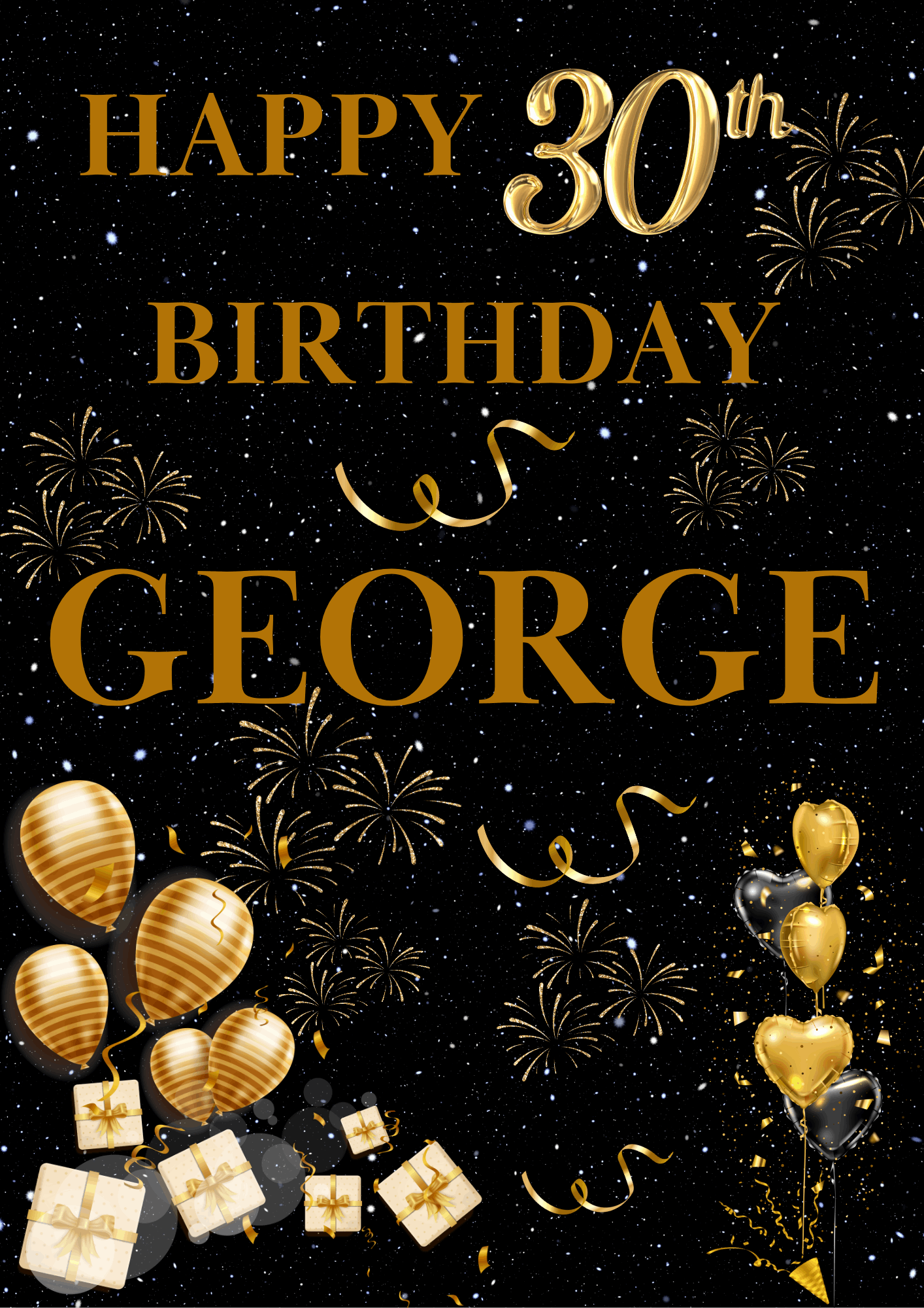Black & Gold Themed Birthday Party Photo Banners & Posters - Any Age