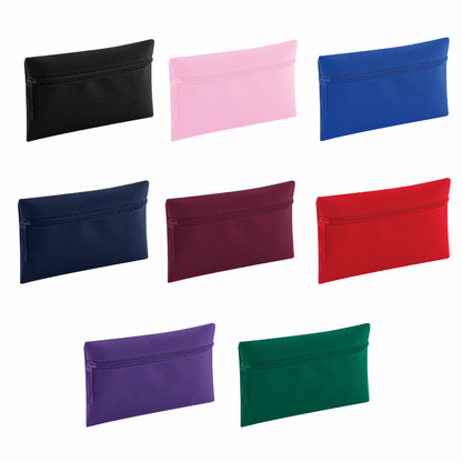 Perfect for kids! Personalised pencil case with Name Only. 8 fun colours. Ideal for back to school &amp; matching school accessories.

Printed Rainbow & Initials design with a choices of font designs and colour.

Choose between 8 colours - Jet Black, Navy Blue, Pink, Sky Blue, Purple, Burgundy, Royal Blue & Bottle Green.

Personalisation print comes complimentary - no extra cost!