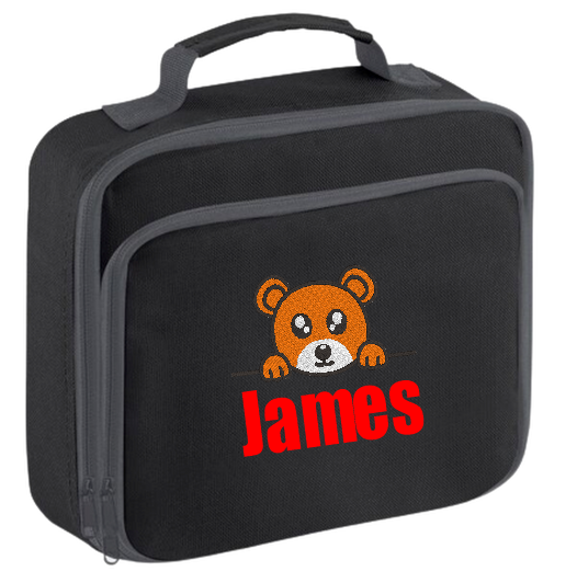 Introducing the ultra-stylish, Personalised Lunch Box Cooler! It's the total package: Zippered front pocket for easy customization. Zippered main compartment. Fully insulated. Wipeable interior. Internal ID label.  Colour - Black Adjustment handle from 7.5cm to 8cm. Reach certified.  Choose between 4 colours - Jet Black, Jungle Camo, Navy Blue, Pretty in Pink!  Rucksack Dimensions 24 x 20 x 8cm. 3 litres.  Personalisation comes complimentary - no extra cost!