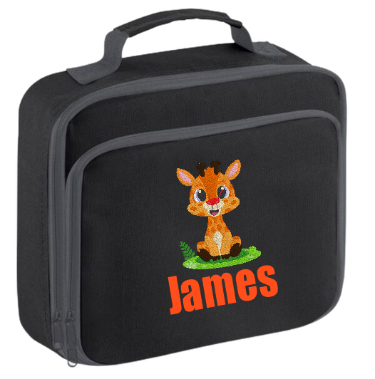 Introducing the ultra-stylish, Personalised Lunch Box Cooler! It's the total package: Zippered front pocket for easy customization. Zippered main compartment. Fully insulated. Wipeable interior. Internal ID label.  Colour - Black Adjustment handle from 7.5cm to 8cm. Reach certified.  Choose between 4 colours - Jet Black, Jungle Camo, Navy Blue, Pretty in Pink!  Rucksack Dimensions 24 x 20 x 8cm. 3 litres.  Personalisation comes complimentary - no extra cost!