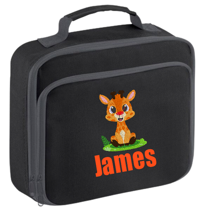 Introducing the ultra-stylish, Personalised Lunch Box Cooler! It's the total package: Zippered front pocket for easy customization. Zippered main compartment. Fully insulated. Wipeable interior. Internal ID label.  Colour - Black Adjustment handle from 7.5cm to 8cm. Reach certified.  Choose between 4 colours - Jet Black, Jungle Camo, Navy Blue, Pretty in Pink!  Rucksack Dimensions 24 x 20 x 8cm. 3 litres.  Personalisation comes complimentary - no extra cost!