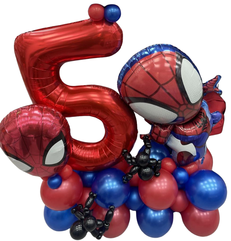 Spiderman themed balloon stack/marquee balloon display for a 5th Birthday in St Helens. Merseyside