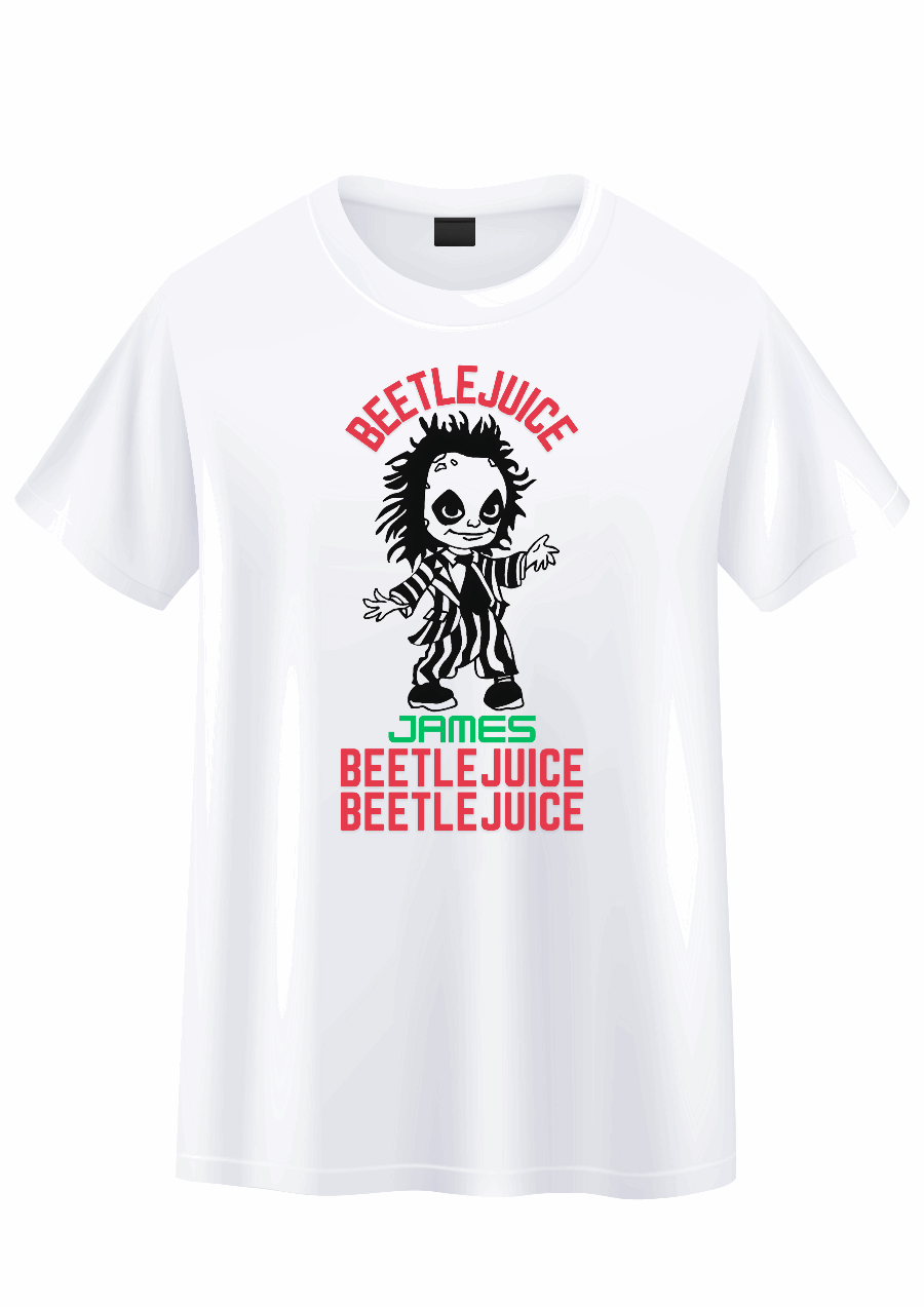 Beetlejuice Inspired T Shirts Adult: Tons of colour options and sizes up to 5XL. Perfect for ruling the afterlife in comfort and style! And with a rainbow of colours to choose from, you'll be ready for eternity (or at least until laundry day). Personalised with your name.