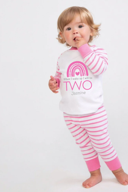 Hey there birthday girl, get ready to add some bright and boho vibes to your sleepwear with our Personalised When I Wake Up Pink Pyjamas! When I rise and shine, I'll be transported to a world of ultimate comfort and style! (No more mismatched PJs for me!)