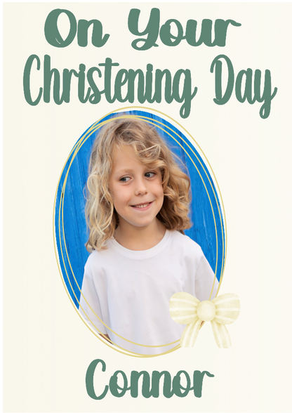 Personalised Christening Photo Banner Party Photo Banners & Posters - Eucalyptus - CreationPartyShop