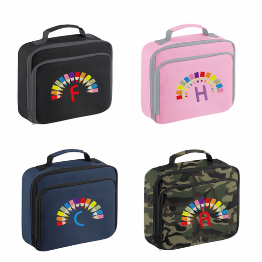 Personalised School Lunch Bag/ Cooler - Colourful Pencils Design