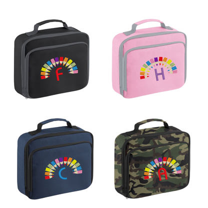 Personalised School Lunch Bag/ Cooler - Colourful Pencils Design
