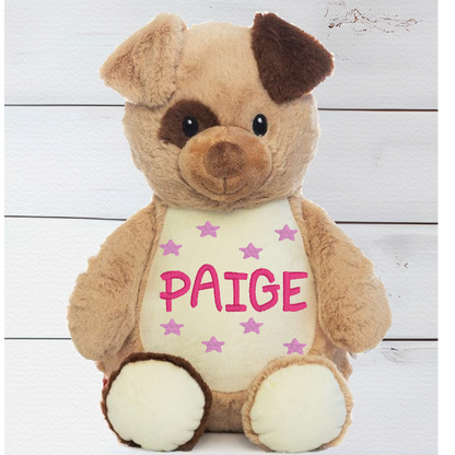 Personalised Cubbies Patch the Dog Teddy Bear with embroidered name