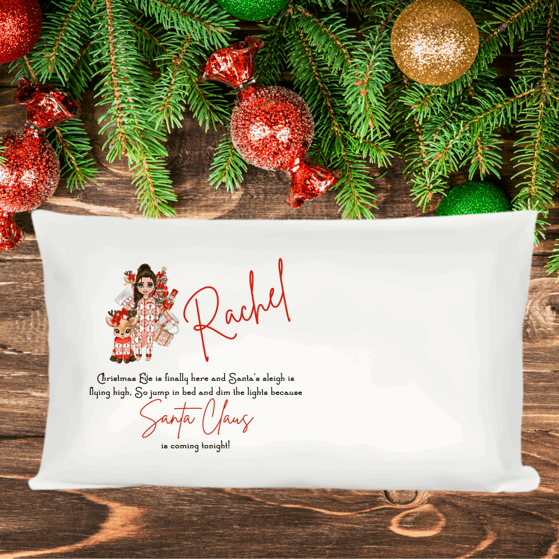 Personalised Doll Figurine Themed Christmas Eve Pillow – Custom Figurine & Name