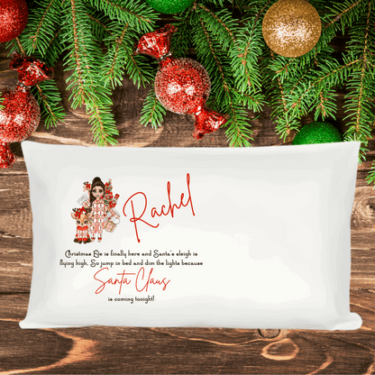 Personalised Doll Figurine Themed Christmas Eve Pillow – Custom Figurine & Name