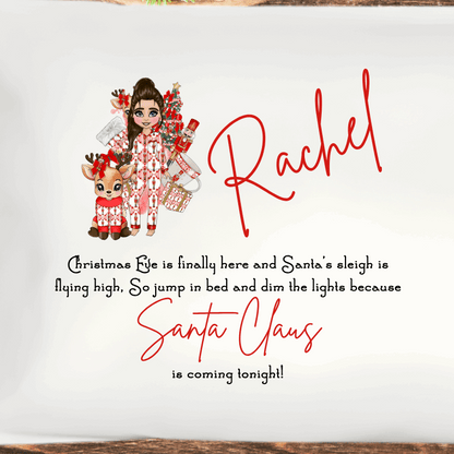 Personalised Doll Figurine Themed Christmas Eve Pillow – Custom Figurine & Name