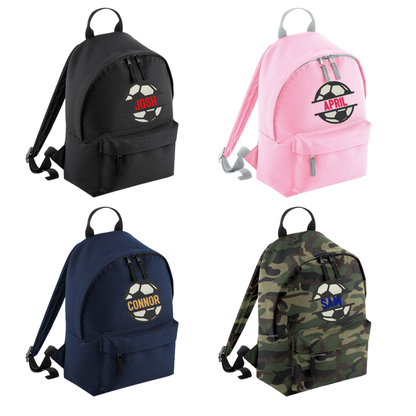 Personalised Mini School Backpack/Rucksack - Football Monogram Design