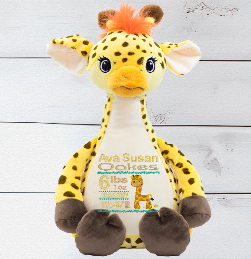 Personalised Embroidery Tumbleberry The Giraffe Bear Teddy Bear