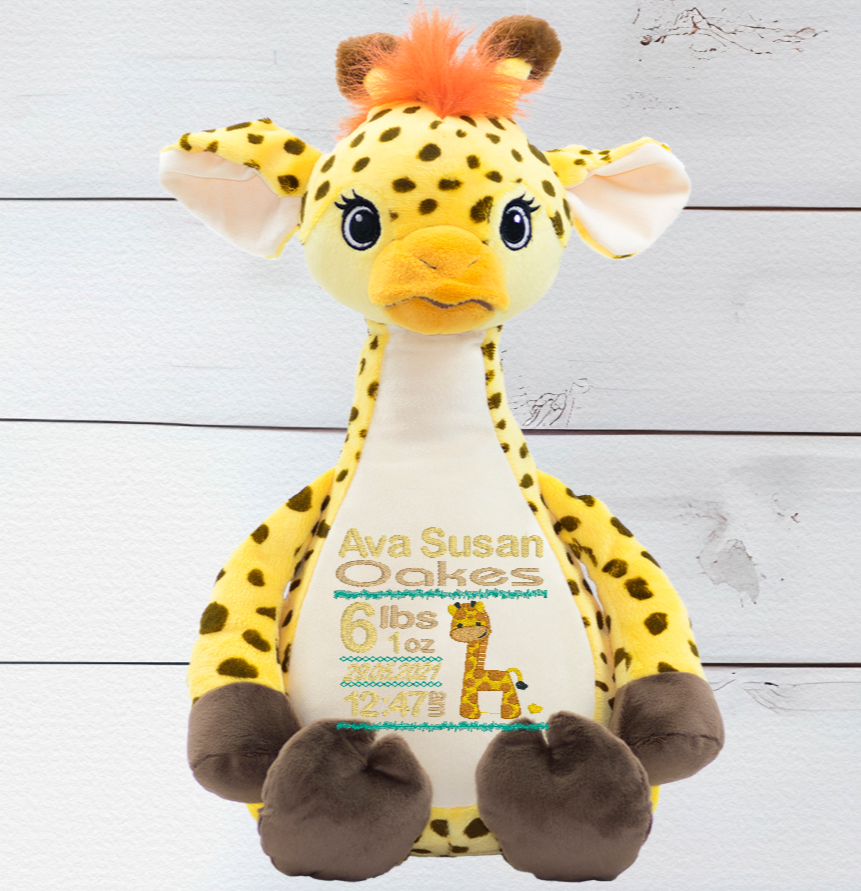 Personalised Embroidery Tumbleberry The Giraffe Bear Teddy Bear - CreationPartyShop