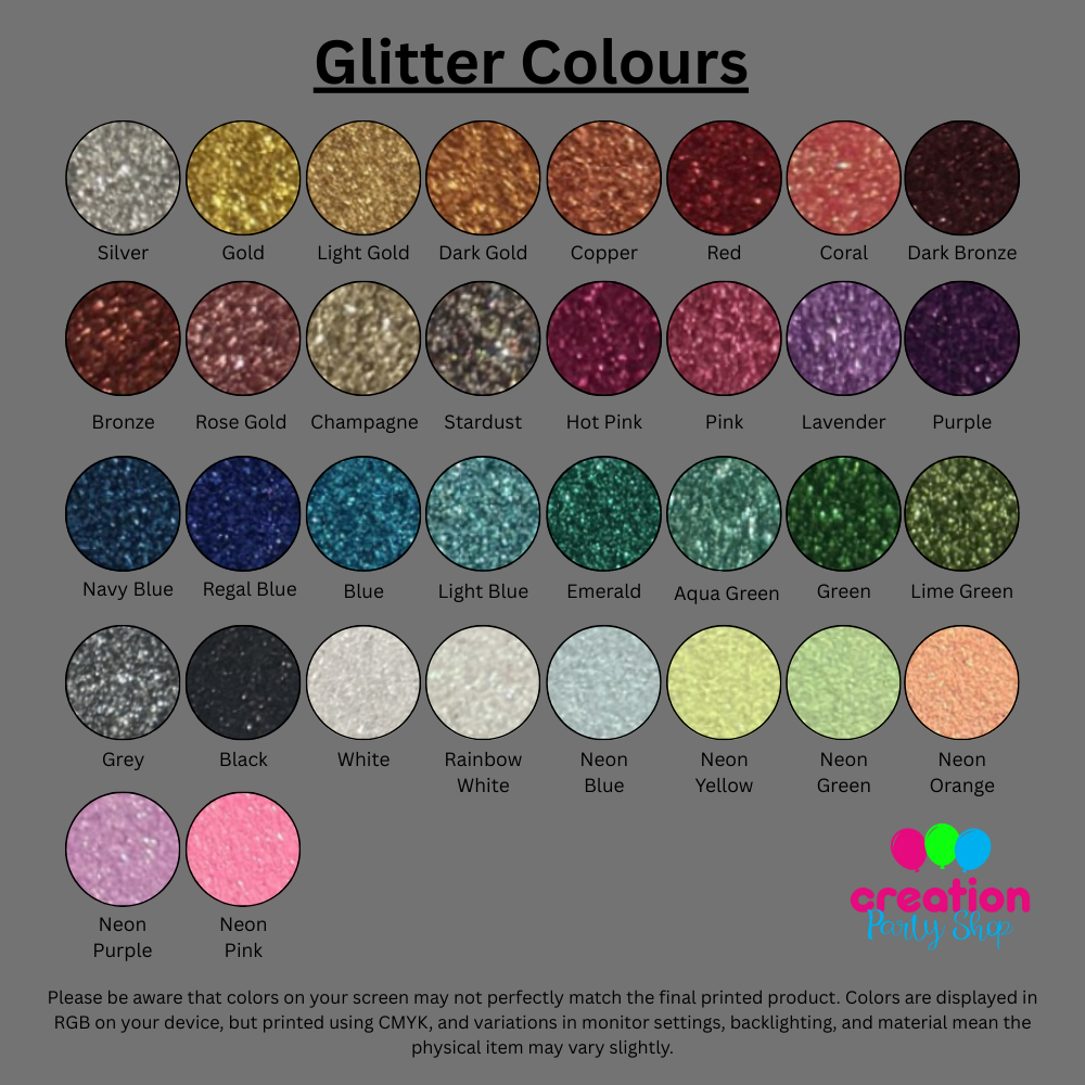 Chart of glitter colour card