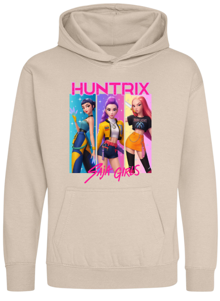 Step into the world of K-Pop Demon Hunters with our Huntrix Children’s Hoodies, inspired by Zoey, Rumi, and Mira — the ultimate trio of style and confidence.