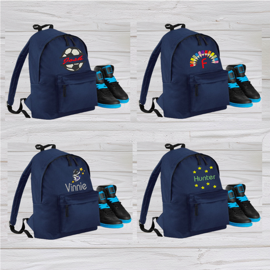 Personalised Junior French Navy Blue School Rucksack Backpack - Embroidery Designed - CreationPartyShop