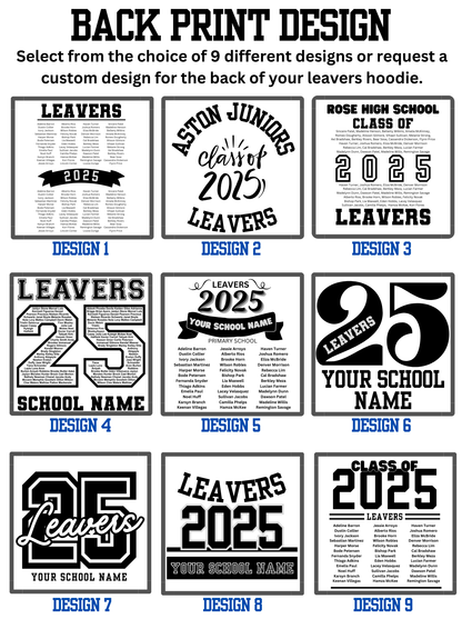 Personalised School Leavers Hoodies, Jumpers Class of 2025 for Junior, High School, University - Kids & Adults