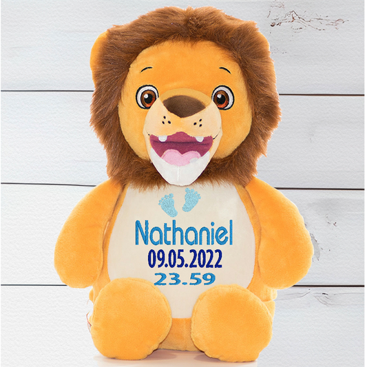 Numbutu is perfect for cuddling, sleepovers (filled with PJs!), and all sorts of fun adventures. Personalise your teddy bear by selecting from one of our themed designs. Complete the process by entering all the required personal information for customised embroidery details on the bear. Get your unique and customised Numbutu the Lion Teddy Bear today.