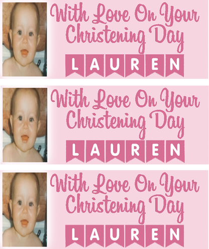 Personalised Christening Photo Banner Party Photo Banners & Posters - Pink